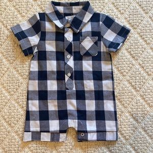Mudpie- Blue and white checkered romper
